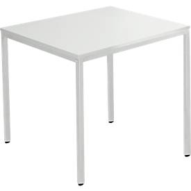 Schäfer Shop Pure Tafel van stalen buis, vierkant, voet van vierkante buis, B 800 x D 800 x H 720 mm, lichtgrijs/lichtgrijs