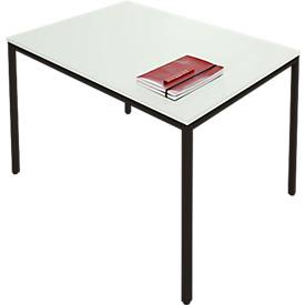 Schäfer Shop Pure Tafel van stalen buis, rechthoekig, voet van vierkante buis, B 1200 x D 700 zero x H 720 mm, lichtgrijs/zwart