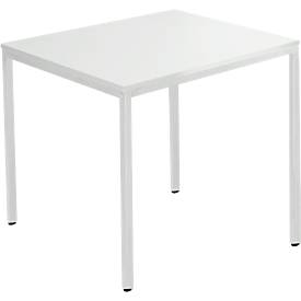 Schäfer Shop Pure Tafel van stalen buis, rechthoekig, voet van vierkante buis, B 1200 x D 700 zero x H 720 mm, lichtgrijs/lichtgrijs