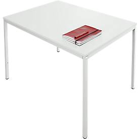Schäfer Shop Pure Tafel van stalen buis, rechthoekig, voet van vierkante buis, B 1200 x D 800 zero x H 720 mm, lichtgrijs/lichtgrijs