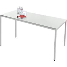 Schäfer Shop Pure Rechthoekige tafel van stalen buis, poot van vierkante buis, B 1600 x D 700 x H 720 mm, lichtgrijs/lichtgrijs
