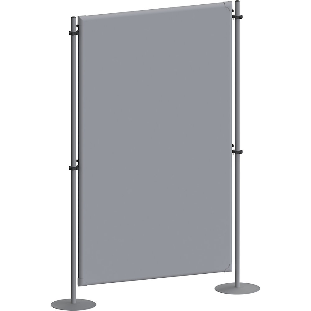 Eurokraft pro Akoestische scheidingswand, textiel, basiselement, b x d = 1000 x 280 mm, grijs