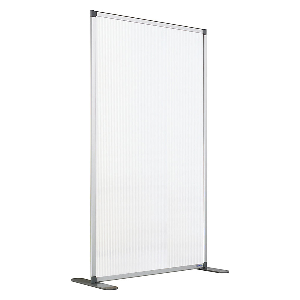Modulaire scheidingswand, transparant, h x b x d = 1850 x 1250 x 500 mm, aluminium frame, met poten