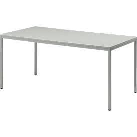 Schäfer Shop Pure Rechthoekige tafel van stalen buis, poot van vierkante buis, B 1600 x D 800 x H 720 mm, lichtgrijs/lichtgrijs