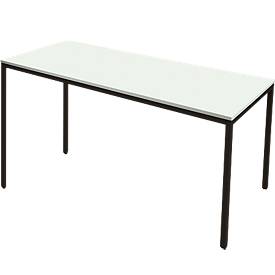 Schäfer Shop Pure Rechthoekige tafel van stalen buizen, vierkante buispoot, B 1600 x D 800 x H 720 mm, lichtgrijs/zwart