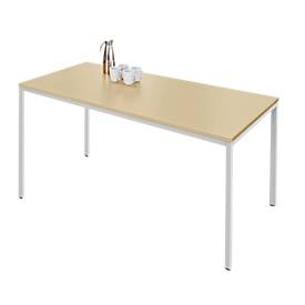 Schäfer Shop Pure Rechthoekige tafel van stalen buis met vierkante buispoot, B 1600 x D 690 x H 720 mm, ahorn/wit-aluminium