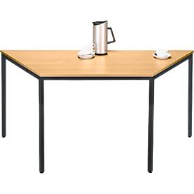 Schäfer Shop Pure Tafel van stalen buis, rechthoekig, voet van vierkante buis, B 800 x D 700 x H 720 mm, beuken/zwart