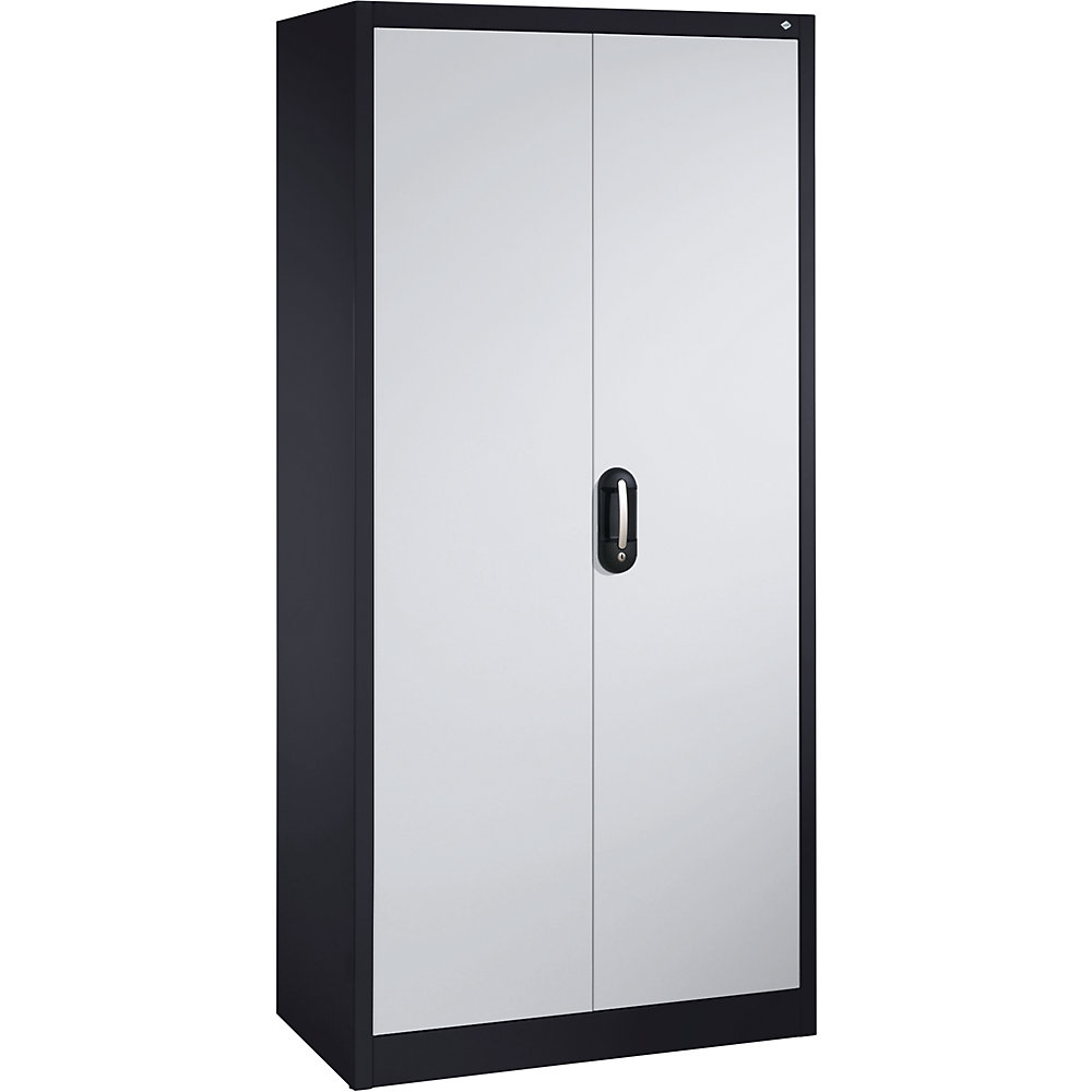 C+P ACURADO universele kast, b x d = 930 x 500 mm, zwartgrijs / blank aluminiumkleurig