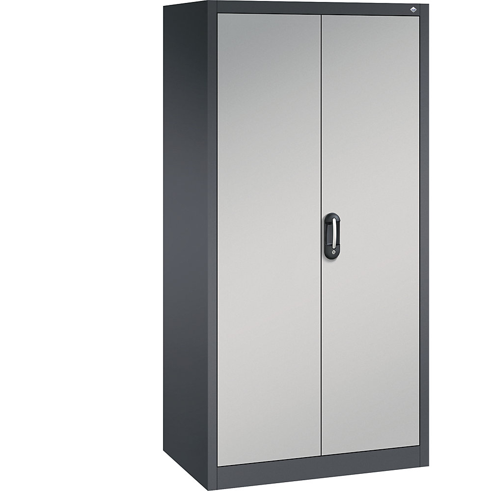 C+P ACURADO universele kast, b x d = 930 x 600 mm, zwartgrijs/blank aluminiumkleurig