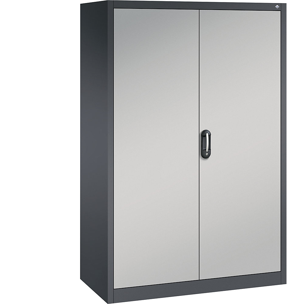 C+P ACURADO universele kast, b x d = 1200 x 600 mm, zwartgrijs/blank aluminiumkleurig