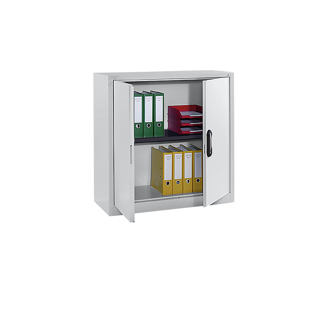 C+P Stalen kast met vleugeldeuren, h x b x d = 1000 x 1000 x 420 mm, lichtgrijs