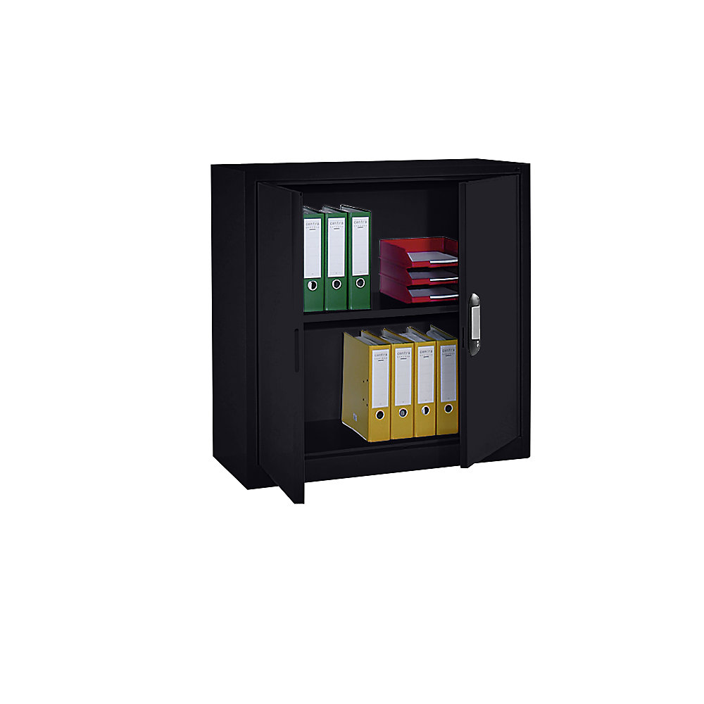 C+P Stalen kast met vleugeldeuren, h x b x d = 1000 x 1000 x 420 mm, zwartgrijs