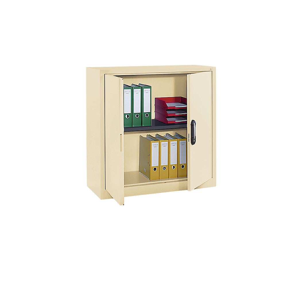 C+P Stalen kast met vleugeldeuren, h x b x d = 1000 x 1000 x 420 mm, licht ivoorkleurig
