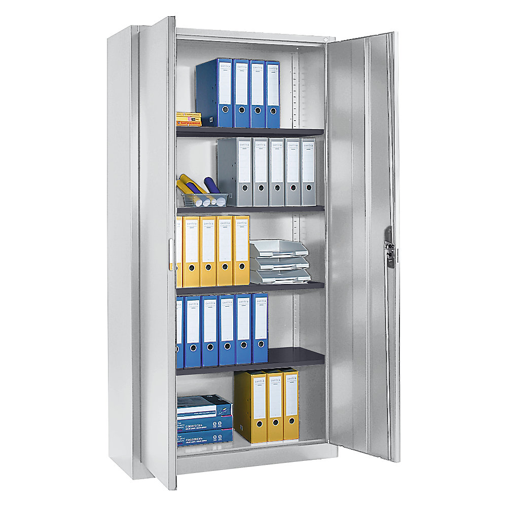 C+P Stalen kast met vleugeldeuren, h x b x d = 1950 x 1000 x 420 mm, lichtgrijs
