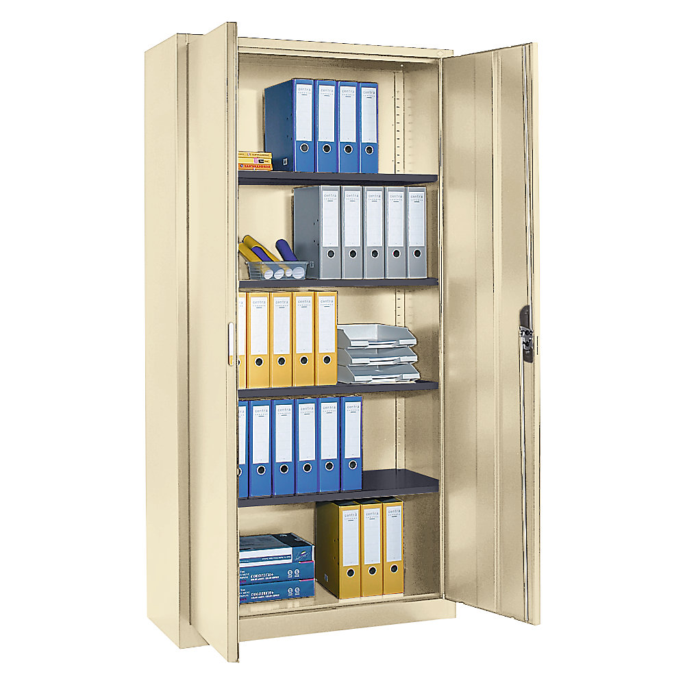 C+P Stalen kast met vleugeldeuren, h x b x d = 1950 x 1000 x 420 mm, licht ivoorkleurig