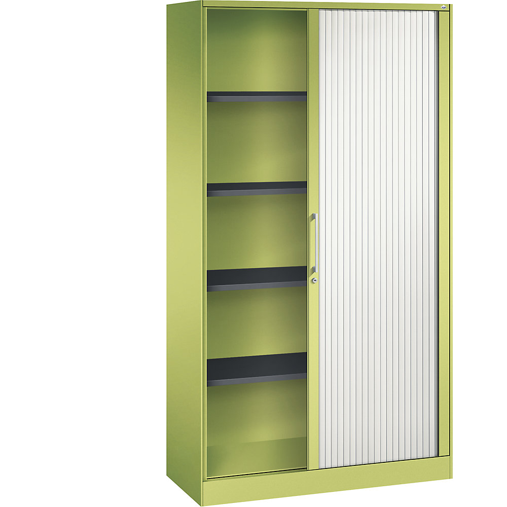 C+P Roldeurkast ASISTO, hoogte 1980 mm, breedte 1000 mm, felgroen/verkeerswit