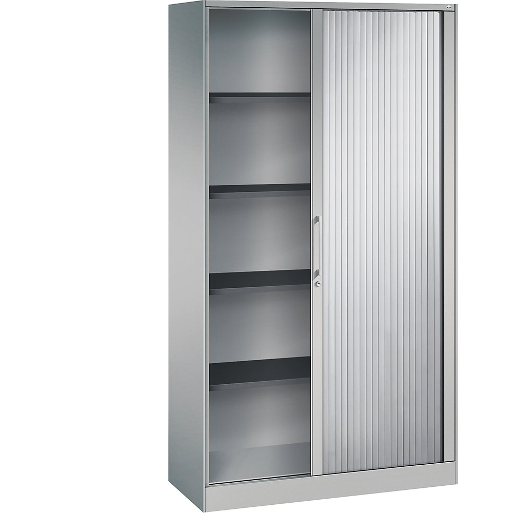 C+P Roldeurkast ASISTO, hoogte 1980 mm, breedte 1000 mm, blank aluminiumkleurig/blank aluminiumkleurig