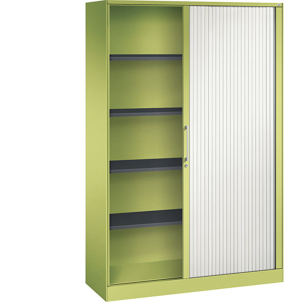 C+P Roldeurkast ASISTO, hoogte 1980 mm, breedte 1200 mm, felgroen/verkeerswit