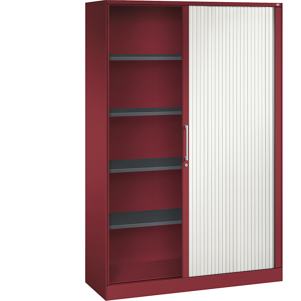 C+P Roldeurkast ASISTO, hoogte 1980 mm, breedte 1200 mm, robijnrood/verkeerswit