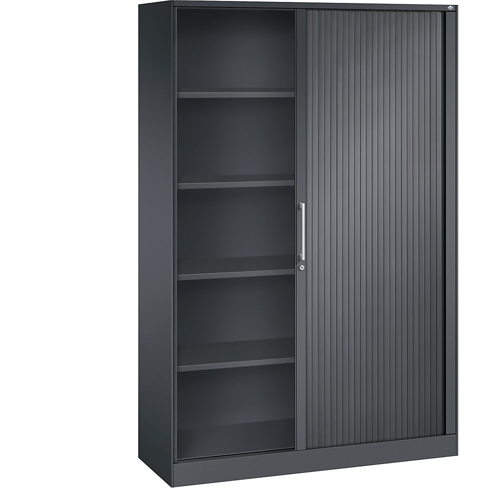 C+P Roldeurkast ASISTO, hoogte 1980 mm, breedte 1200 mm, zwartgrijs/zwartgrijs