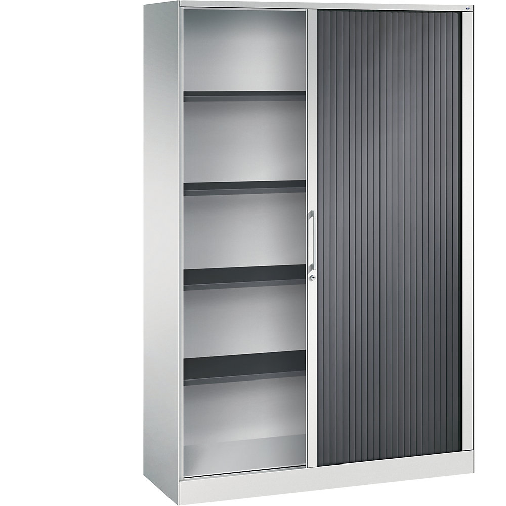 C+P Roldeurkast ASISTO, hoogte 1980 mm, breedte 1200 mm, lichtgrijs/zwartgrijs