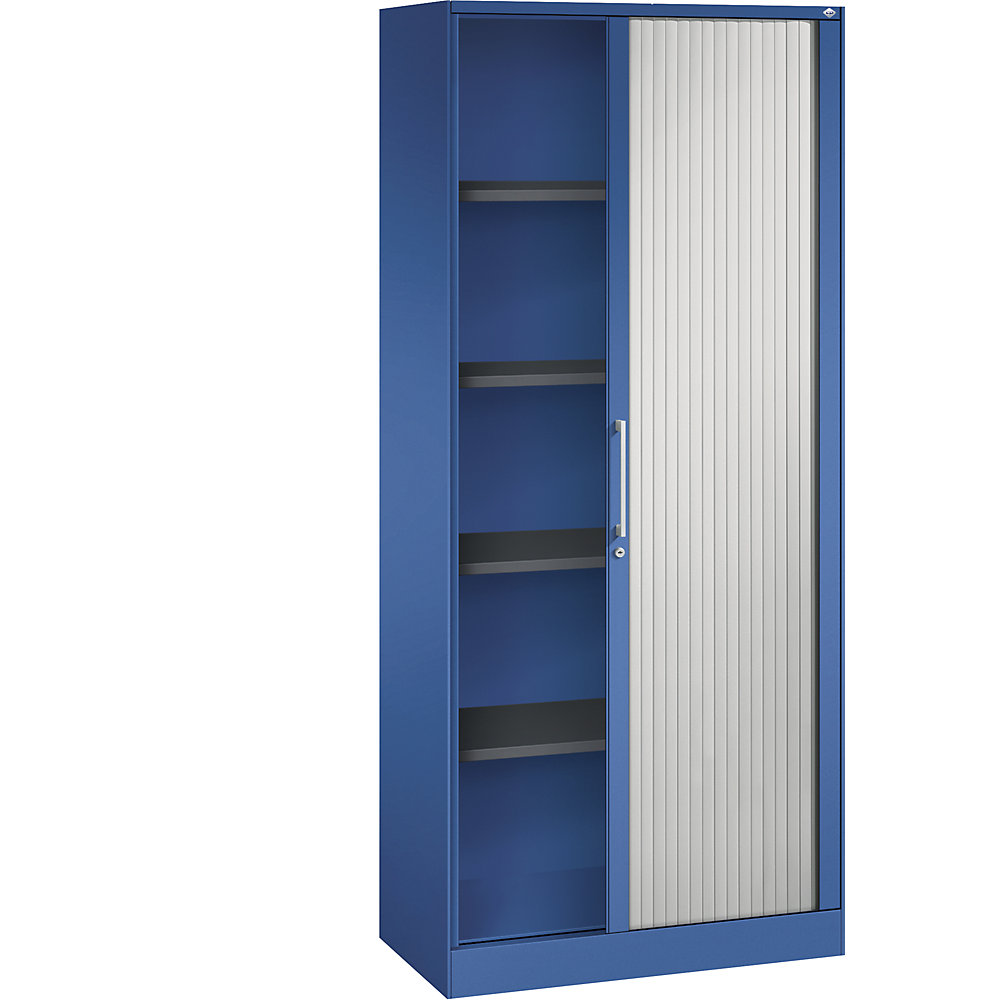C+P Roldeurkast ASISTO, hoogte 1980 mm, breedte 800 mm, gentiaanblauw/lichtgrijs