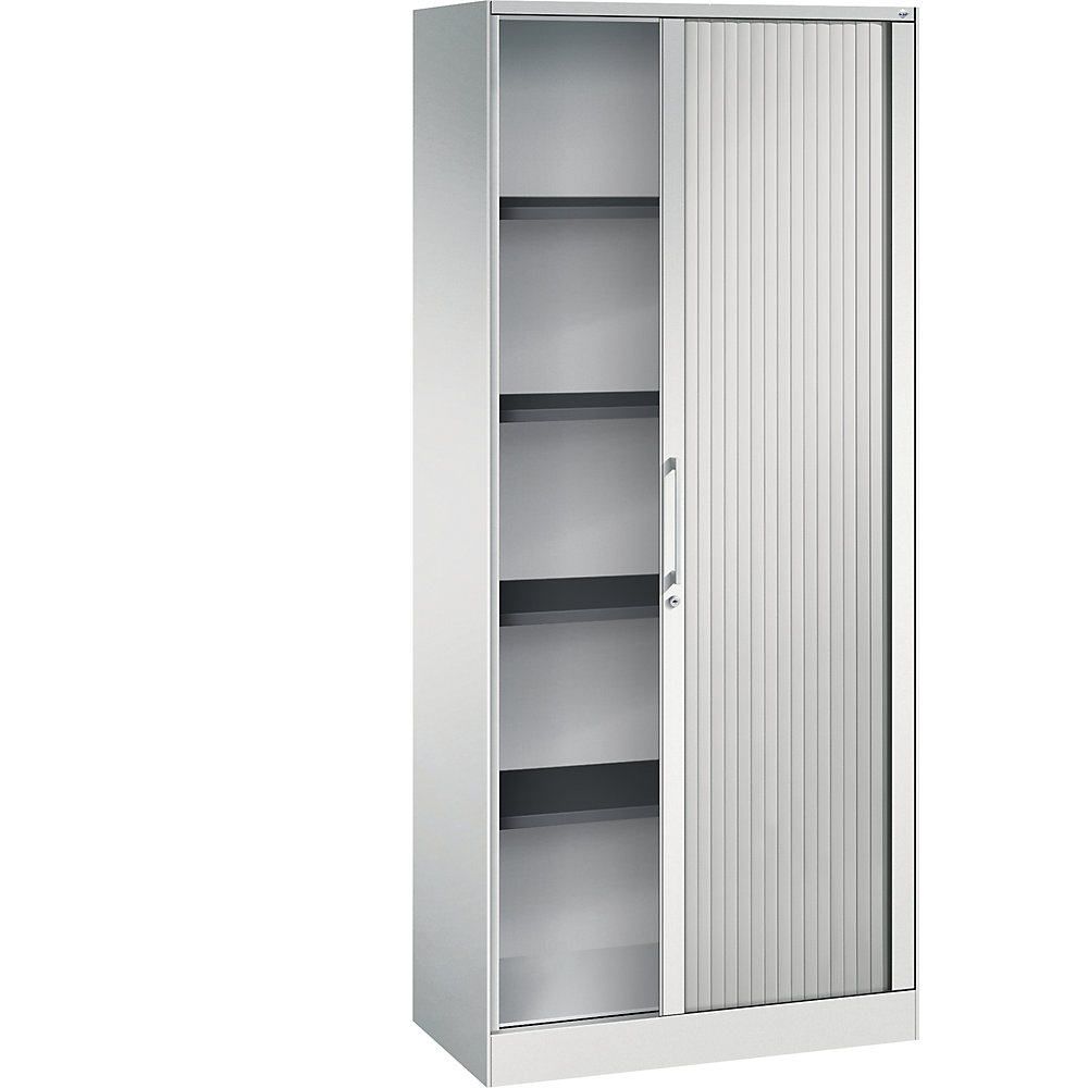 C+P Roldeurkast ASISTO, hoogte 1980 mm, breedte 800 mm, lichtgrijs/lichtgrijs