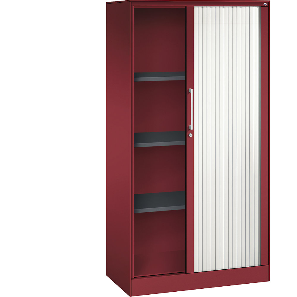 C+P Roldeurkast ASISTO, hoogte 1617 mm, breedte 800 mm, robijnrood/verkeerswit