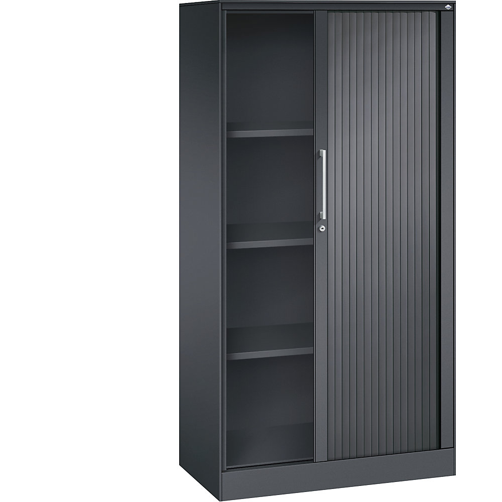 C+P Roldeurkast ASISTO, hoogte 1617 mm, breedte 800 mm, zwartgrijs/zwartgrijs