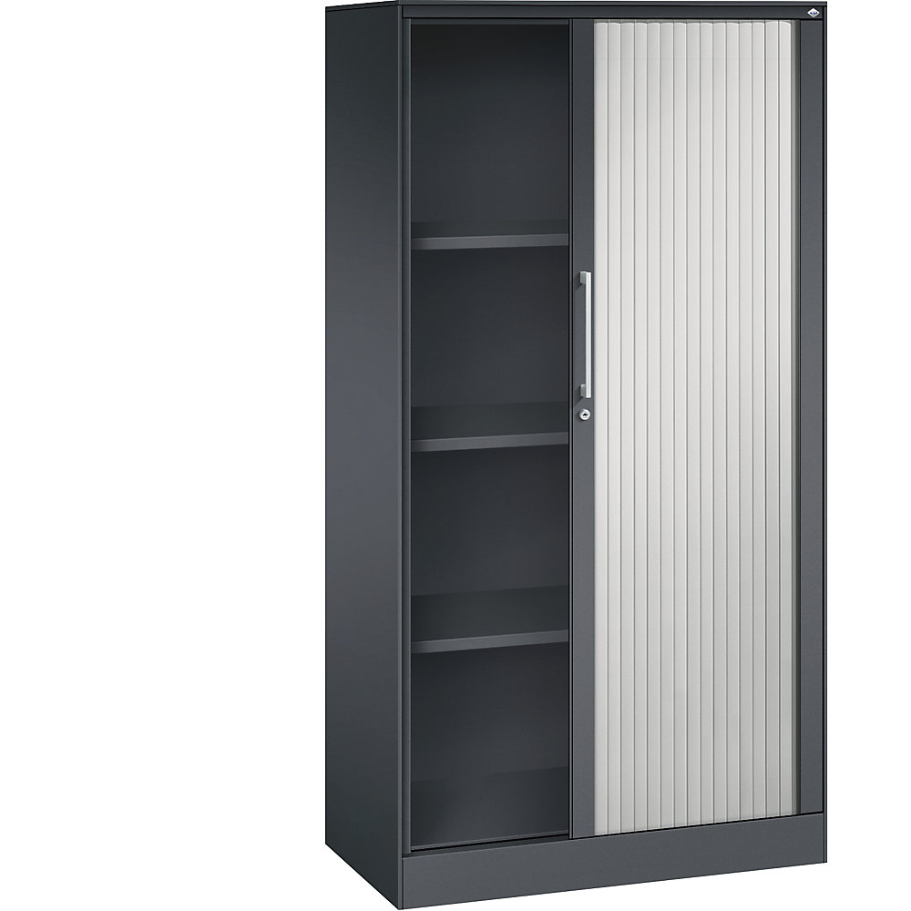 C+P Roldeurkast ASISTO, hoogte 1617 mm, breedte 800 mm, zwartgrijs/lichtgrijs