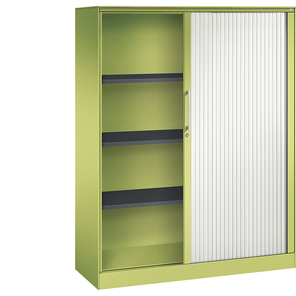 C+P Roldeurkast ASISTO, hoogte 1617 mm, breedte 1200 mm, felgroen/verkeerswit
