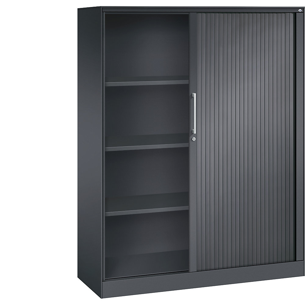 C+P Roldeurkast ASISTO, hoogte 1617 mm, breedte 1200 mm, zwartgrijs/zwartgrijs