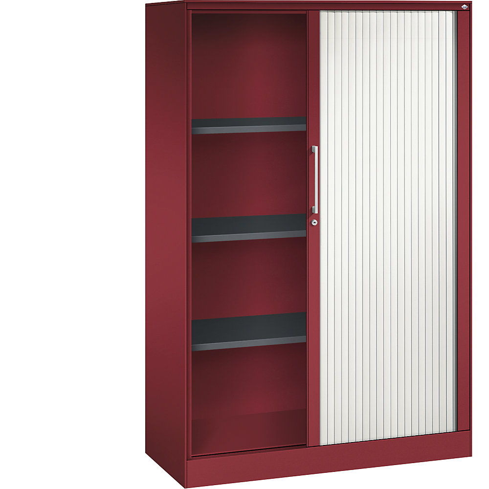 C+P Roldeurkast ASISTO, hoogte 1617 mm, breedte 1000 mm, robijnrood/verkeerswit