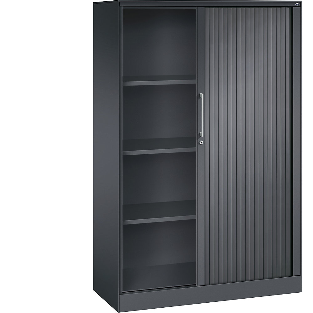 C+P Roldeurkast ASISTO, hoogte 1617 mm, breedte 1000 mm, zwartgrijs/zwartgrijs