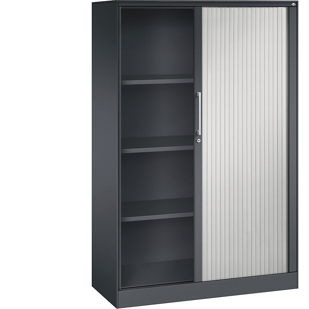 C+P Roldeurkast ASISTO, hoogte 1617 mm, breedte 1000 mm, zwartgrijs/lichtgrijs