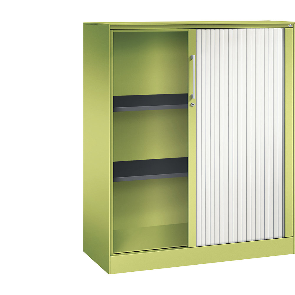 C+P Roldeurkast ASISTO, hoogte 1292 mm, breedte 1000 mm, felgroen/verkeerswit