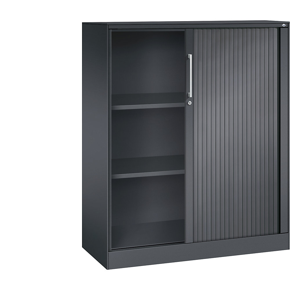 C+P Roldeurkast ASISTO, hoogte 1292 mm, breedte 1000 mm, zwartgrijs/zwartgrijs