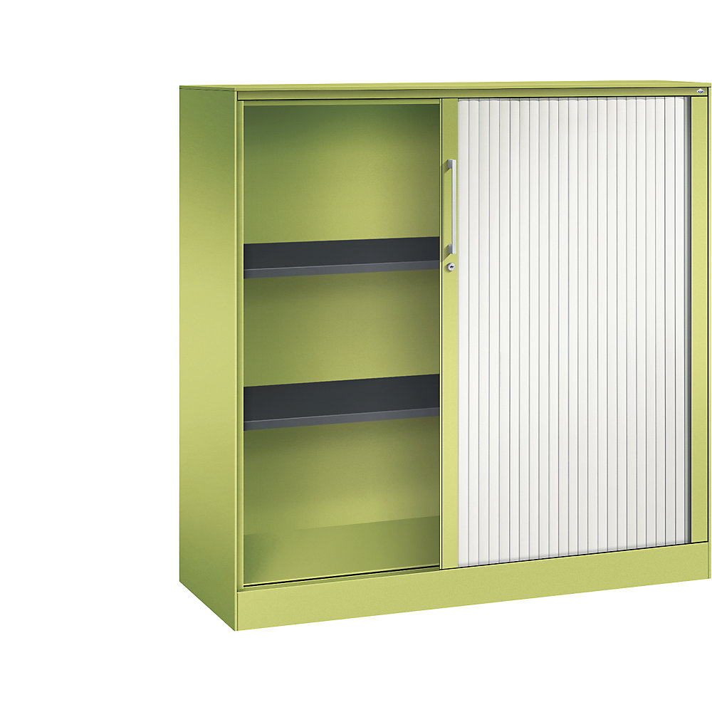 C+P Roldeurkast ASISTO, hoogte 1292 mm, breedte 1200 mm, felgroen/verkeerswit