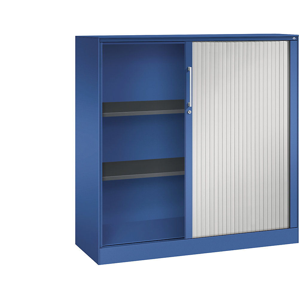 C+P Roldeurkast ASISTO, hoogte 1292 mm, breedte 1200 mm, gentiaanblauw/lichtgrijs