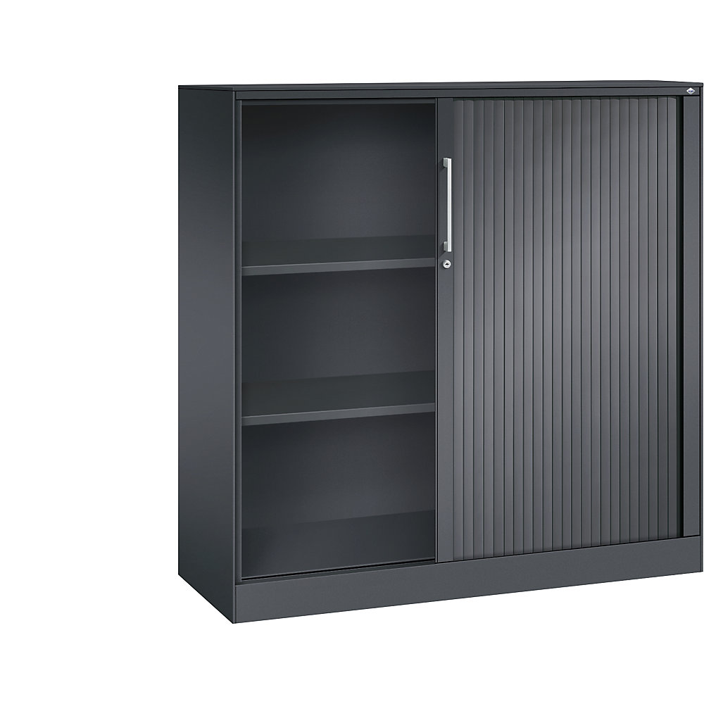 C+P Roldeurkast ASISTO, hoogte 1292 mm, breedte 1200 mm, zwartgrijs/zwartgrijs