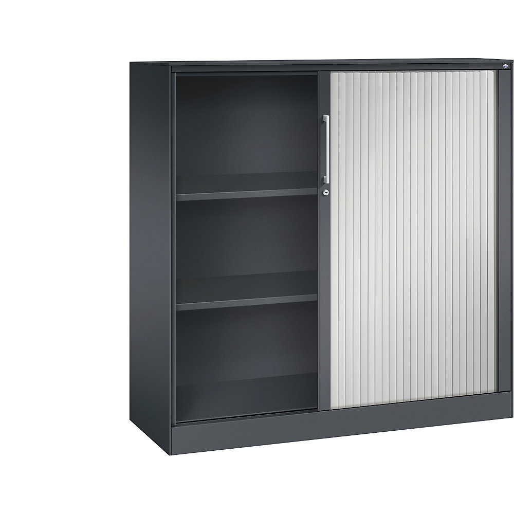 C+P Roldeurkast ASISTO, hoogte 1292 mm, breedte 1200 mm, zwartgrijs/lichtgrijs