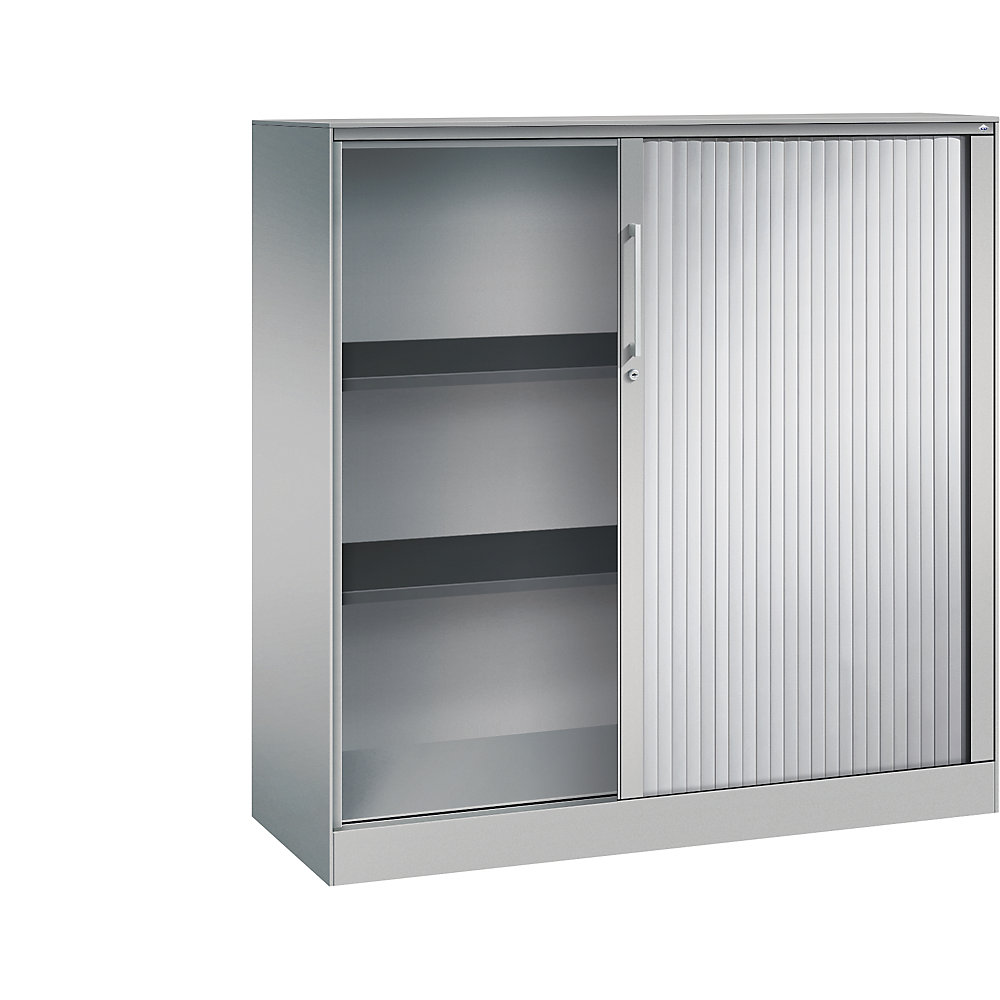 C+P Roldeurkast ASISTO, hoogte 1292 mm, breedte 1200 mm, blank aluminiumkleurig/blank aluminiumkleurig