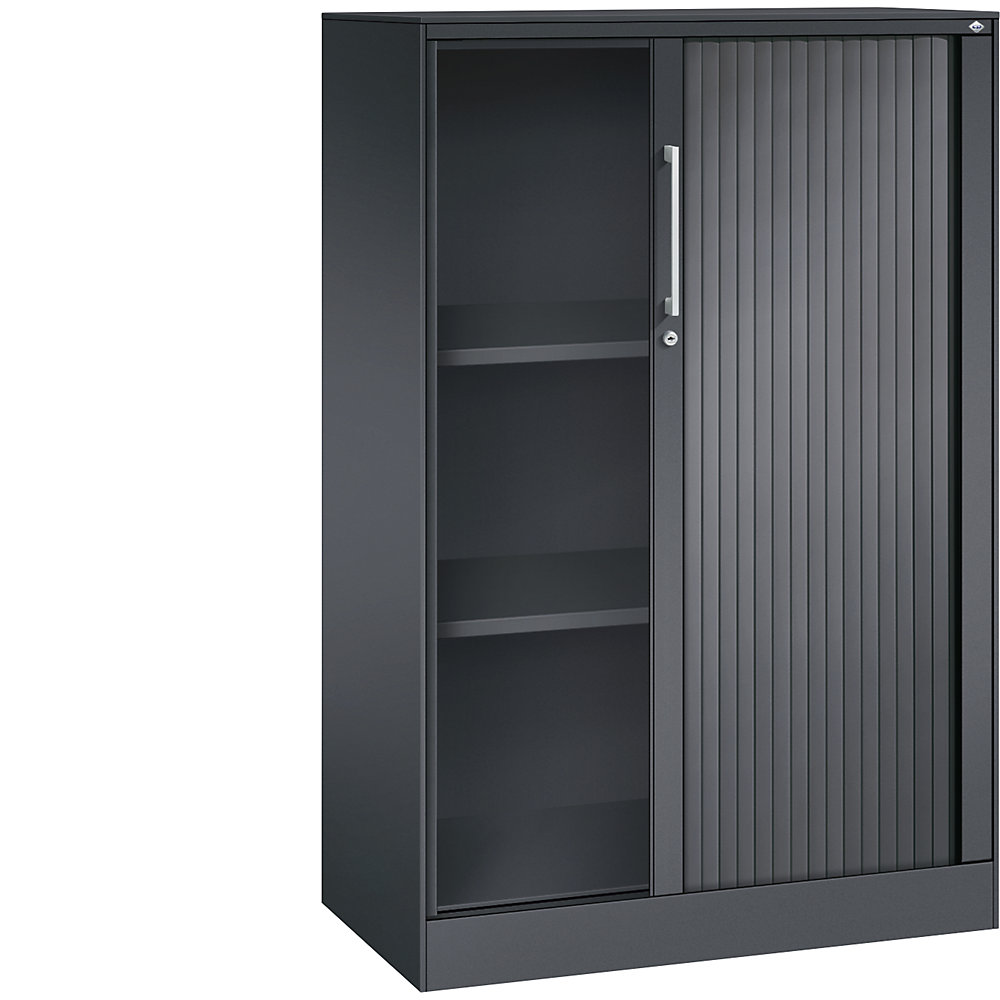 C+P Roldeurkast ASISTO, hoogte 1292 mm, breedte 800 mm, zwartgrijs/zwartgrijs