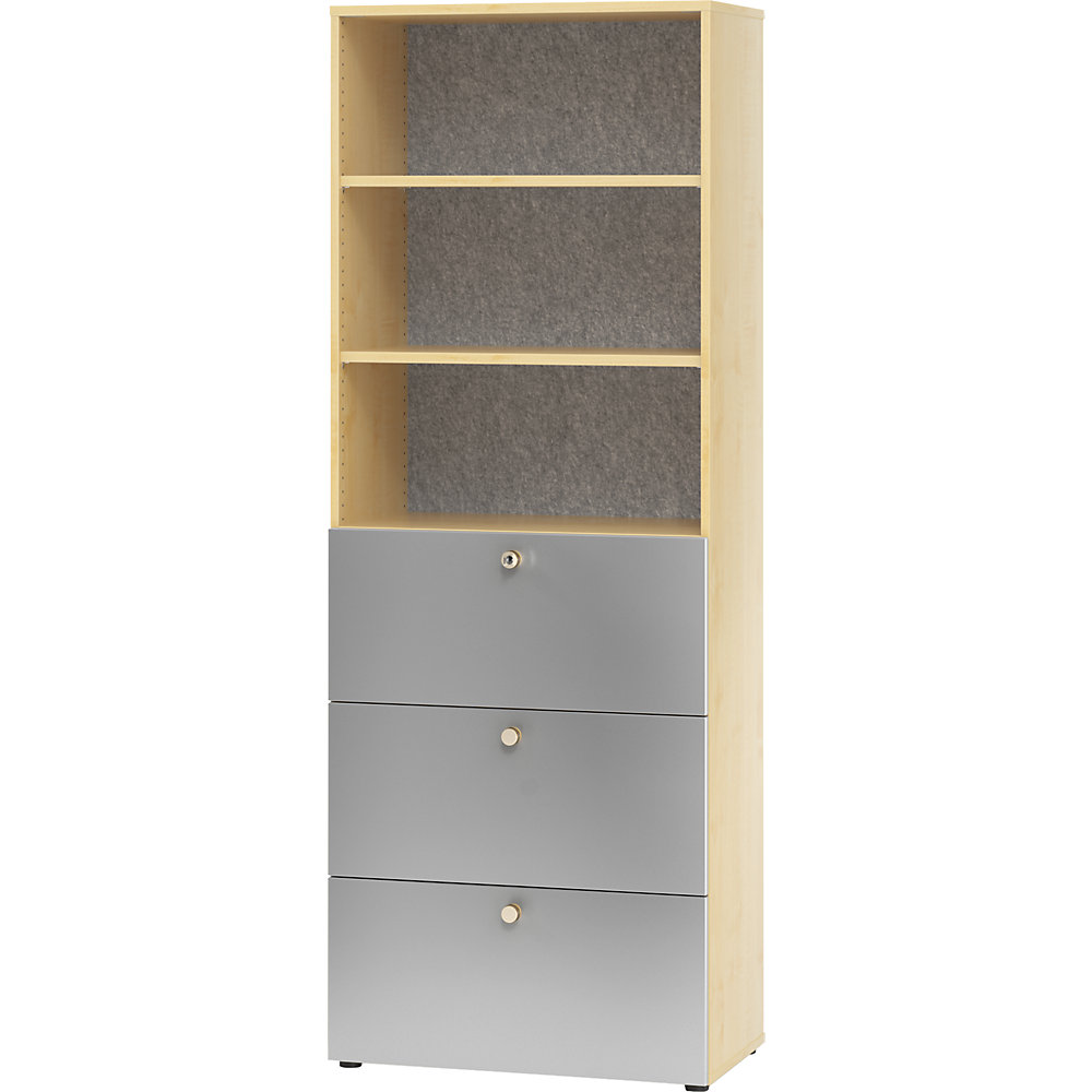 ANNY-AC - Combinatiekast met akoestische achterwand, 2 legborden, 3 hangmappenladen, ahornhoutdecor