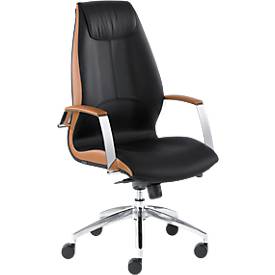 Leyform Directiestoel WAVE, met armleuningen, zwart/bruin