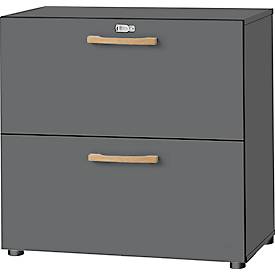 Schäfer Shop Select archiefkast Start Off Wood, 2 OH, doorgangshandgrepen, B 800 x D 420 x H 788 mm, hout, grafiet