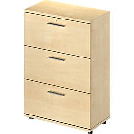 Schäfer Shop Genius Hangmappenkast TETRIS WOOD, 3 ordnerhoogten, B 800 mm, hoogte incl. glijders, afsluitbaar, esdoornpatroon