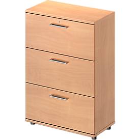 Schäfer Shop Genius Hangmappenkast TETRIS WOOD, 3 ordnerhoogten, B 800 mm, hoogte incl. glijders, afsluitbaar, beukenpatroon
