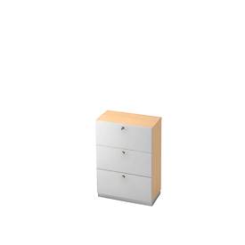Hangmappenkast, 3 ordnerhoogten, B 800 x D 420 mm, esdoornpatroon/wit