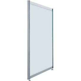 Scheidingswand laag rechtstaand, B 1000 x H 1380 mm, glas gesatineerd